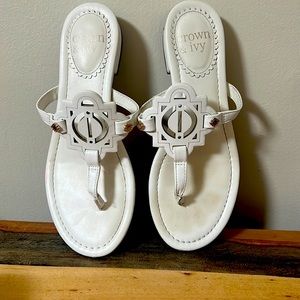 White crown and Ivey sandals. Size 6